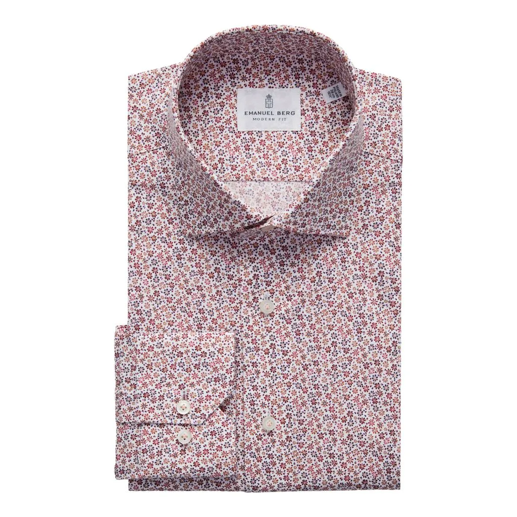 MR CROWN FLORAL PRINT ON WHITE SHIRT - RED