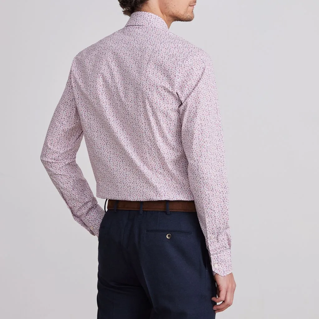 MR CROWN FLORAL PRINT ON WHITE SHIRT - RED