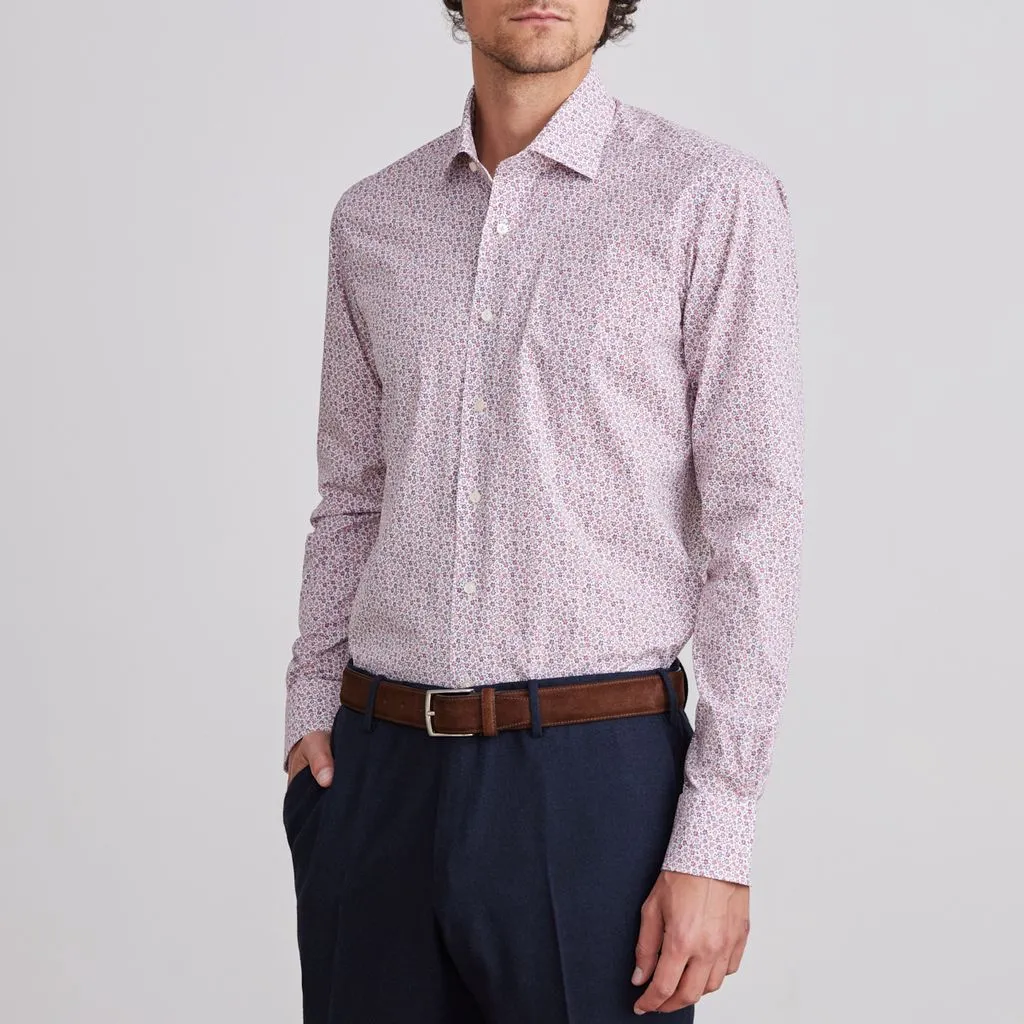 MR CROWN FLORAL PRINT ON WHITE SHIRT - RED
