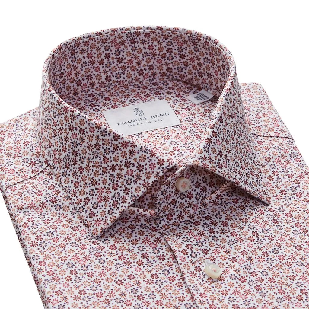 MR CROWN FLORAL PRINT ON WHITE SHIRT - RED