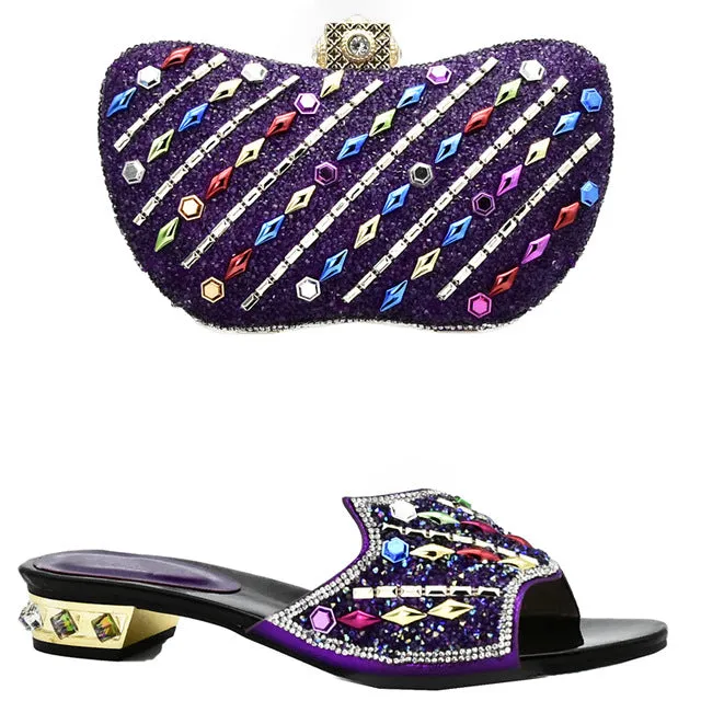 New Arrival Yellow Color African Woman Matching Italian Shoe and Bag Set
