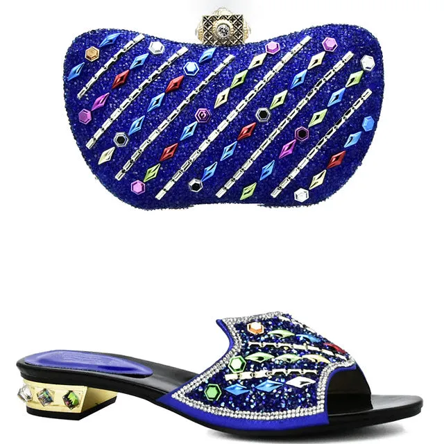 New Arrival Yellow Color African Woman Matching Italian Shoe and Bag Set