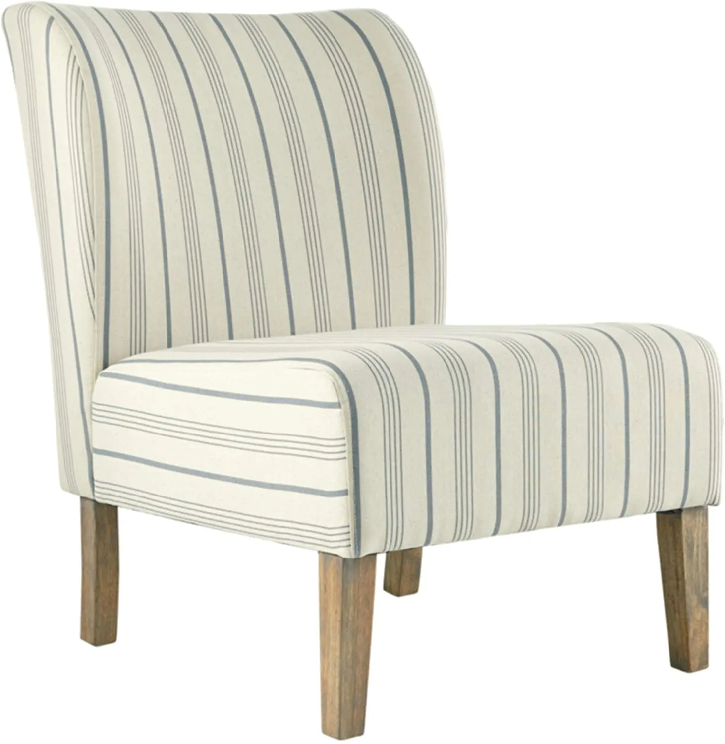 New Assembled Signature Design by Ashley - Triptis Accent Chair - Farmhouse Style - Pinstriped Cream/Blue