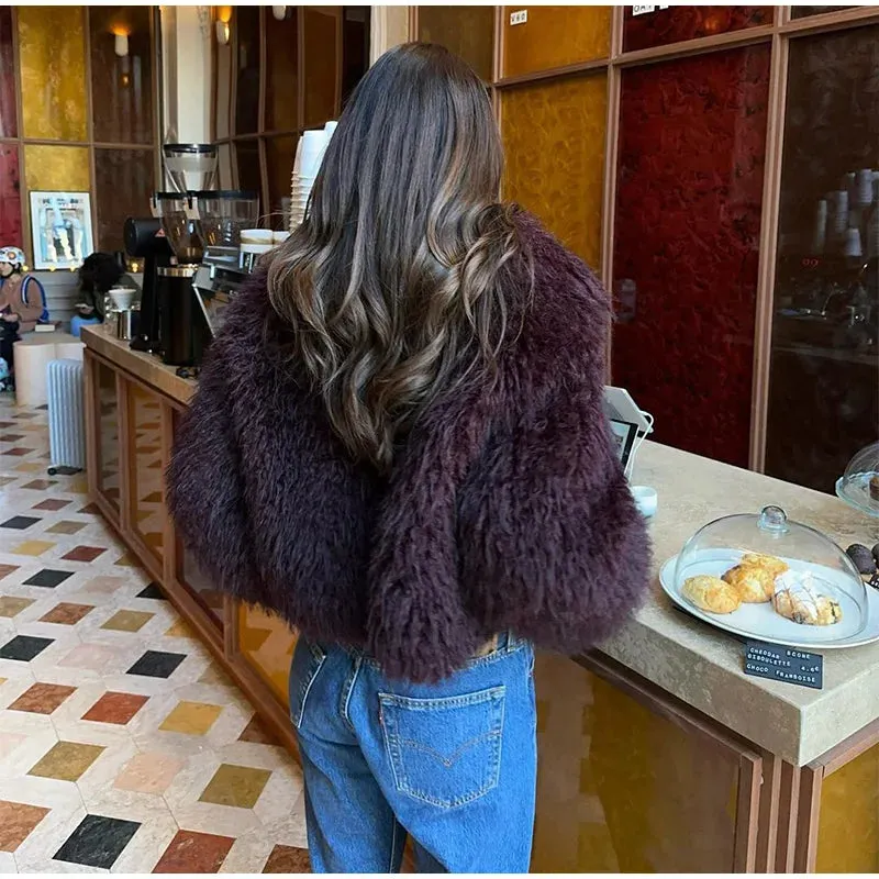 New Fashion Faux Fur Jacket Coat Warm Fluffy Loose Long Sleeve Lapel Winter Outerwear