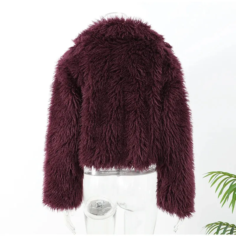 New Fashion Faux Fur Jacket Coat Warm Fluffy Loose Long Sleeve Lapel Winter Outerwear