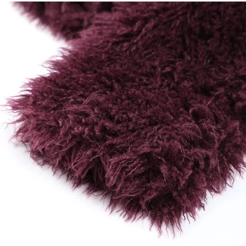 New Fashion Faux Fur Jacket Coat Warm Fluffy Loose Long Sleeve Lapel Winter Outerwear