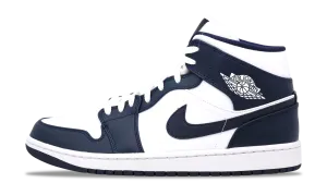 Nike Air Jordan 1 Mid White Metallic Gold Obsidian 554724-174