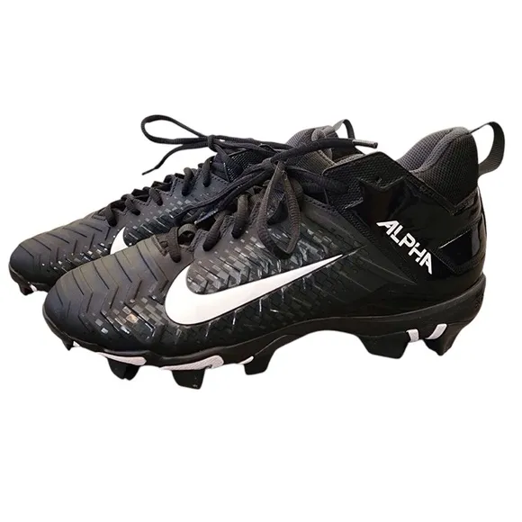 NIKE Alpha Fastflex Cleats Black and White Mens 9.5 Sports Athletic Football