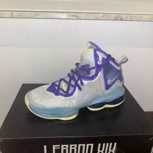 Nike Kids LeBron XIX Basketball Shoes - Purple and Yellow