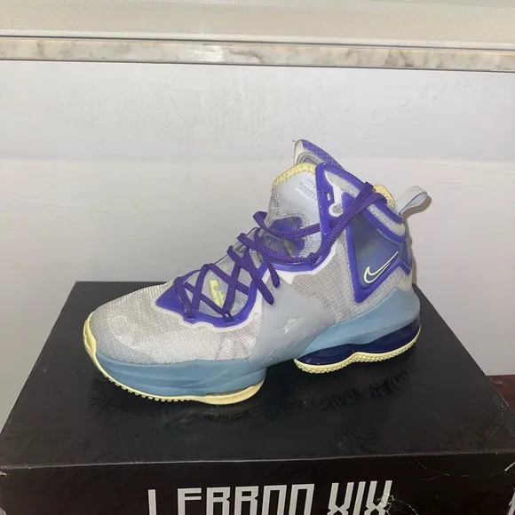Nike Kids LeBron XIX Basketball Shoes - Purple and Yellow