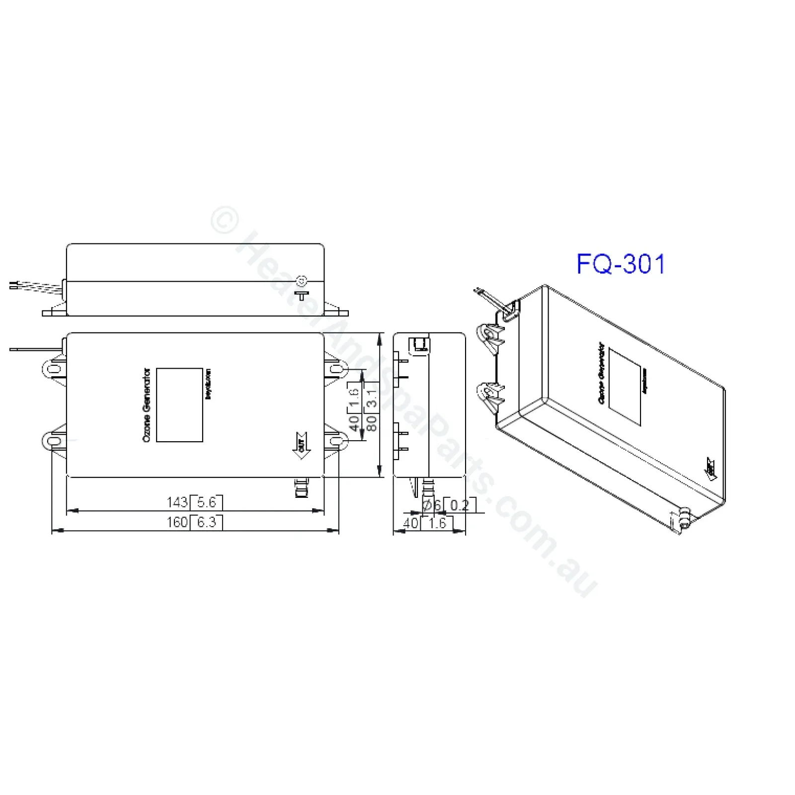 Oozone Beyok FQ-160 / FQ-200 / FQ-220 / FQ-301 Ozonator / Ozone Generator - NLA