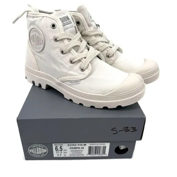 Palladium Boots Women's Pampa Hi Boot - Star White Size 6.5 New in Box