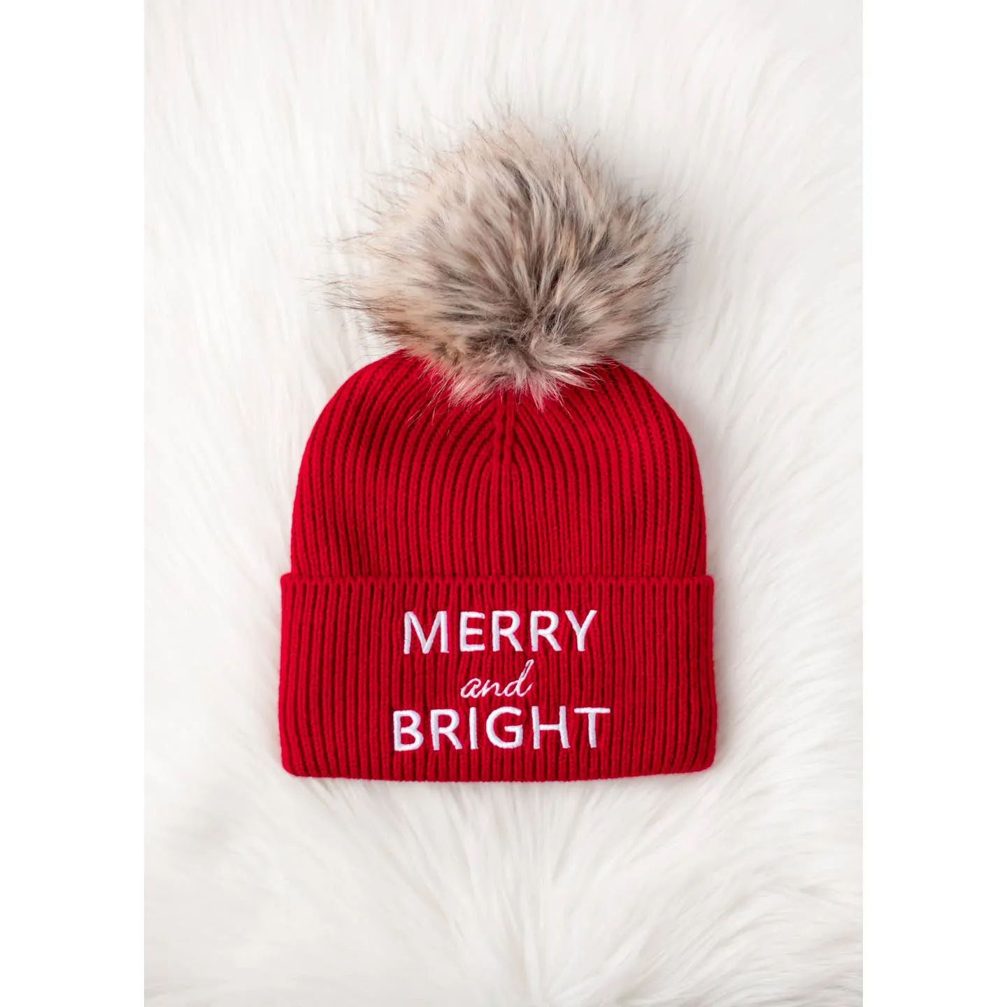 Panache Red Merry & Bright Knit Pom Hat