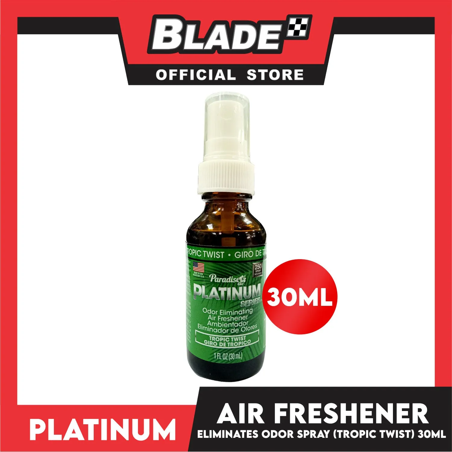 Paradise Air Platinum Series Odor Eliminating Air Freshener Spray (Tropic Twist) 30ml