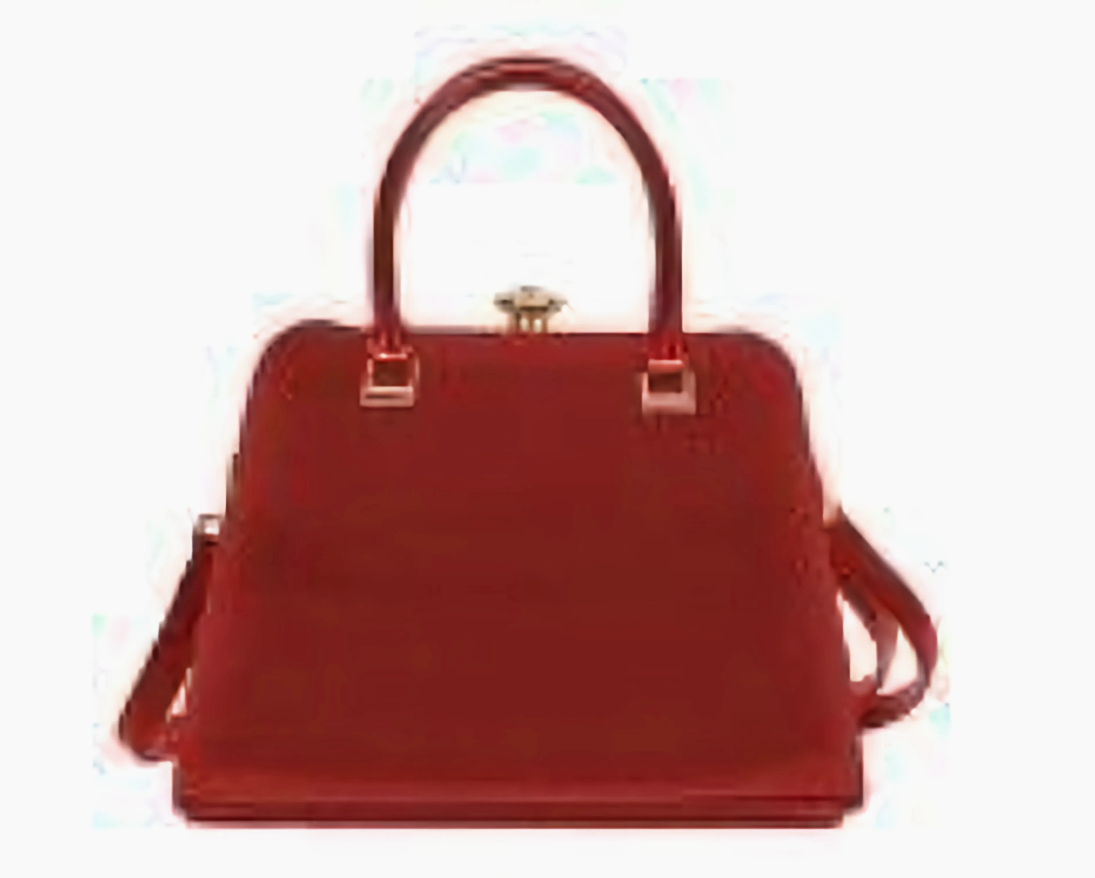 Patent Handbag with Rhinestone Closure