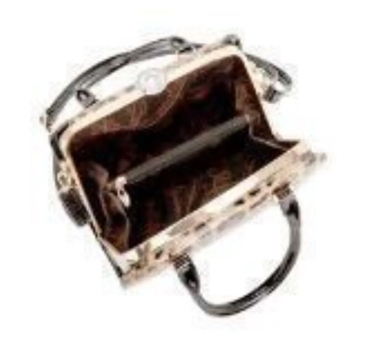 Patent Handbag with Rhinestone Closure