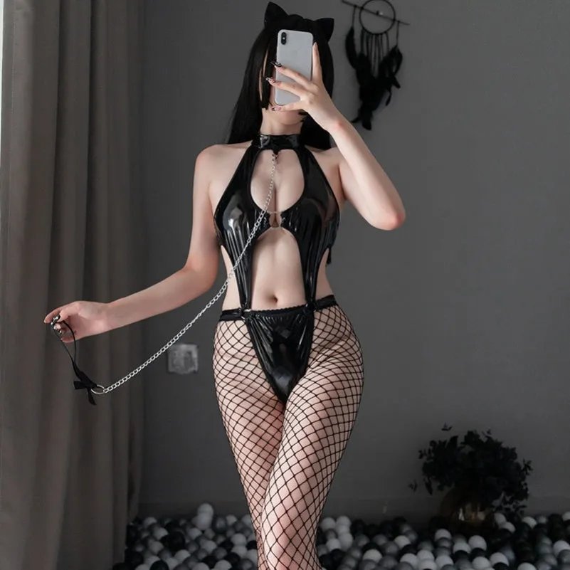 Patent leather uniform jumpsuit yc25052