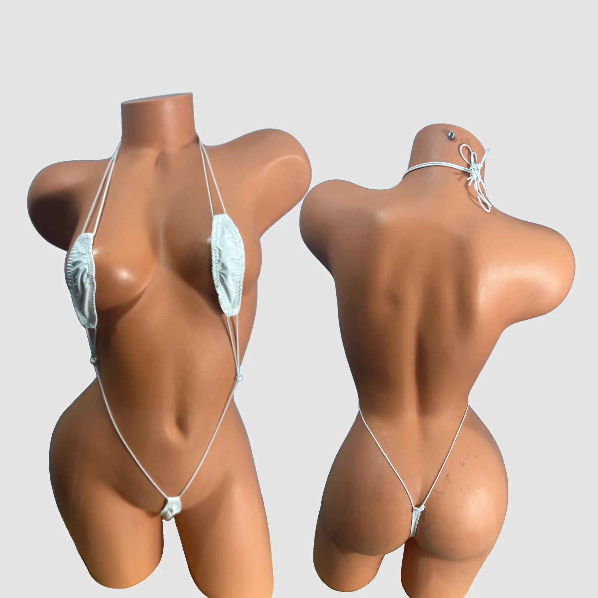 Patent Leather white Slingshot Bikini  white string
