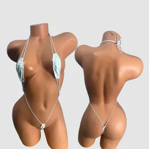 Patent Leather white Slingshot Bikini  white string