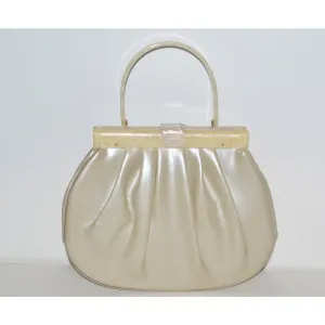 Pearlescent Leather Lucite Handle Purse