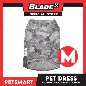 Pet Sando Camouflage Design, Gray White Color DG-CTN113(W)M (Medium) Perfect Fit For Dogs And Cats, Breathable Sando Clothes, Soft Lightweight Pet Clothing