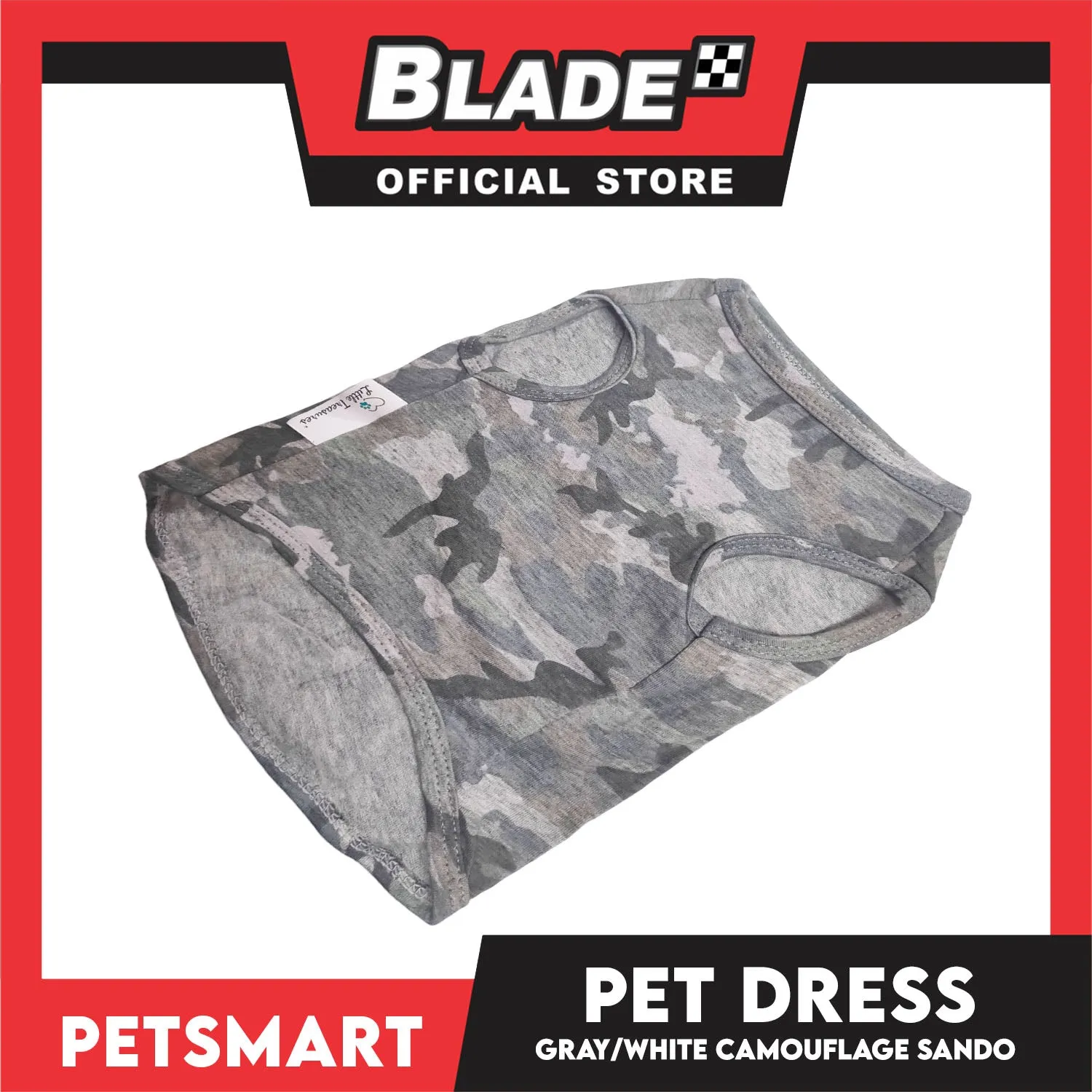Pet Sando Camouflage Design, Gray White Color DG-CTN113(W)M (Medium) Perfect Fit For Dogs And Cats, Breathable Sando Clothes, Soft Lightweight Pet Clothing