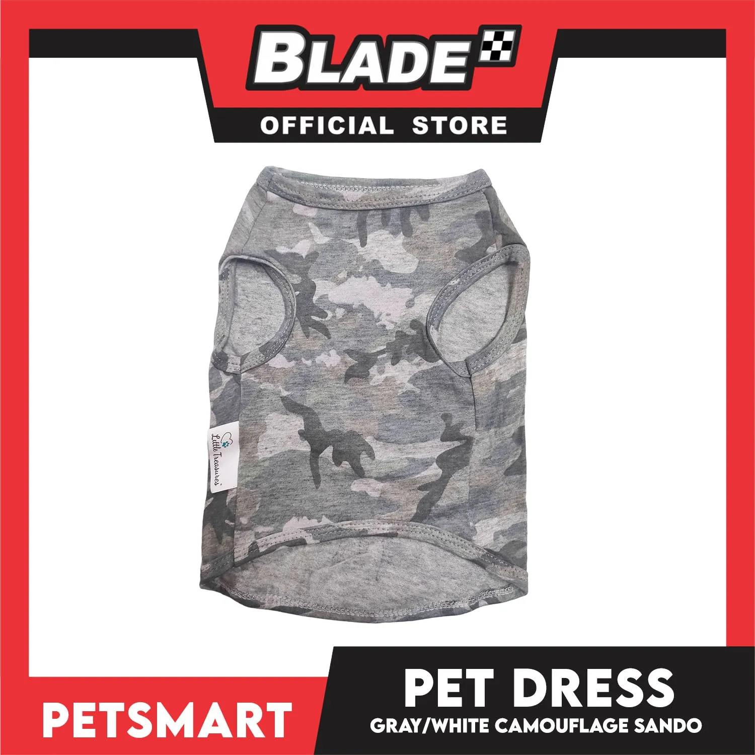 Pet Sando Camouflage Design, Gray White Color DG-CTN113(W)M (Medium) Perfect Fit For Dogs And Cats, Breathable Sando Clothes, Soft Lightweight Pet Clothing