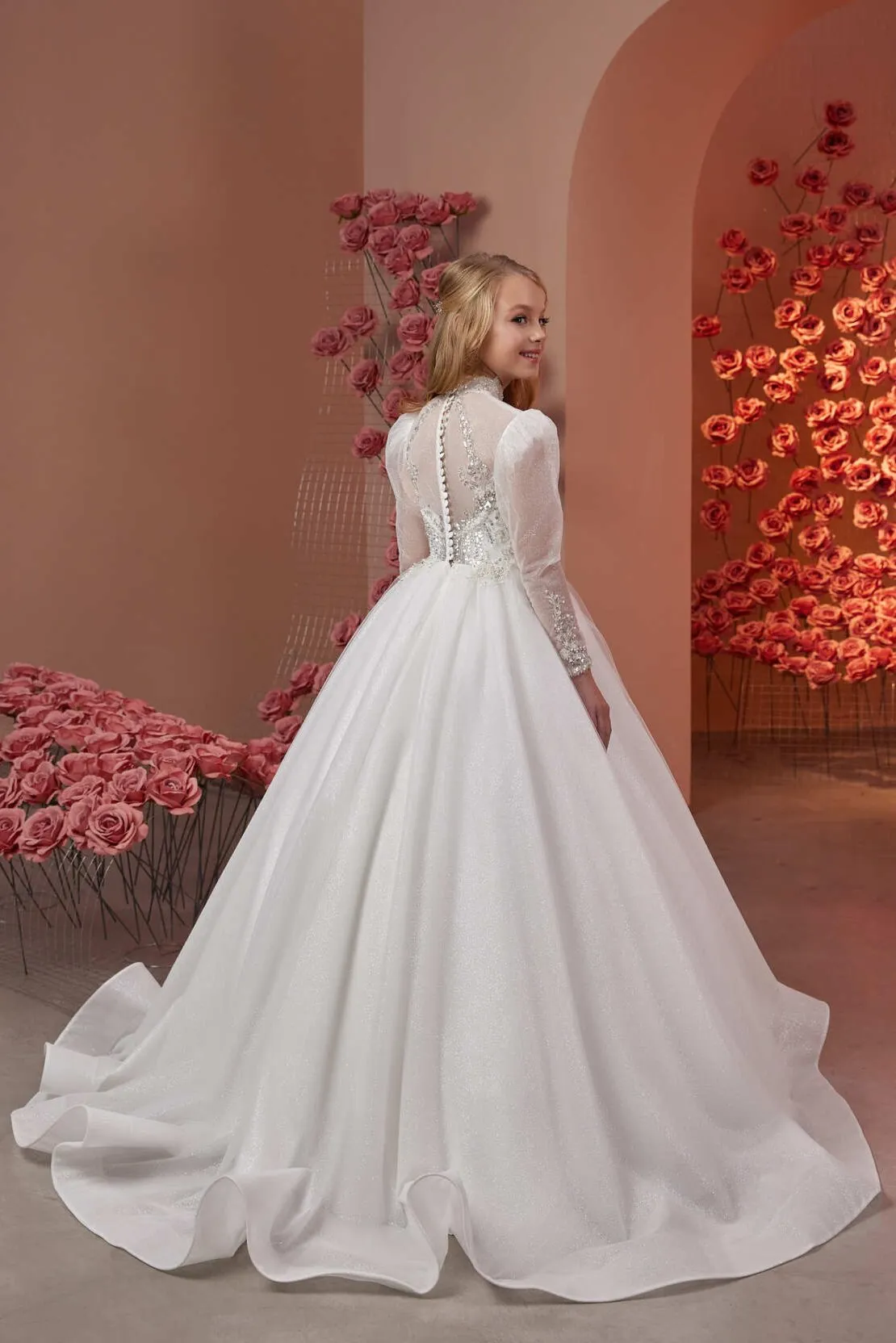 Petra Classic Girl Gown with Long sleeves