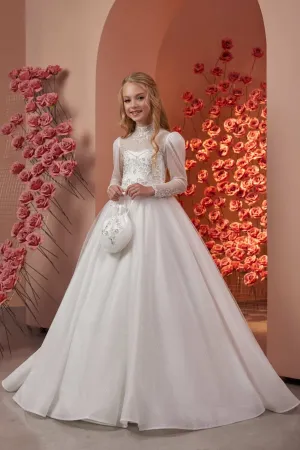 Petra Classic Girl Gown with Long sleeves