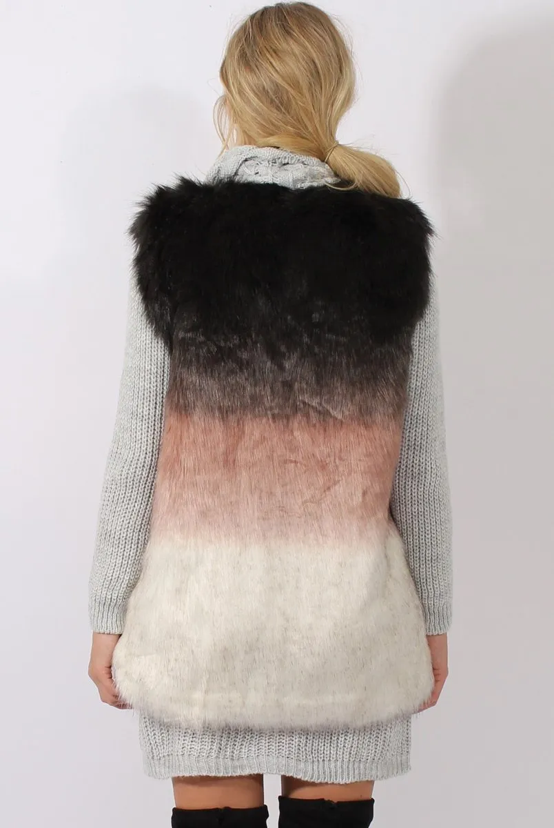 Pink Gradient Faux Fur Gilet - Briella
