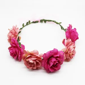 PINK ROSE CROWN HEADBAND