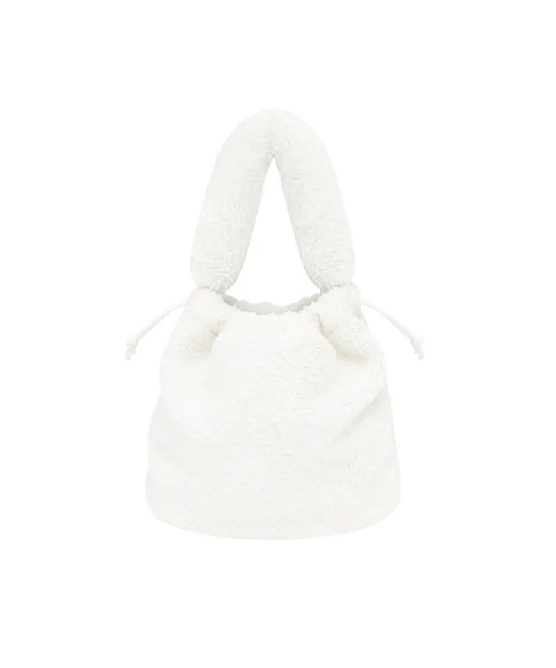 PIV'VEE  Faux Fur Bucket Bag - Cloud White