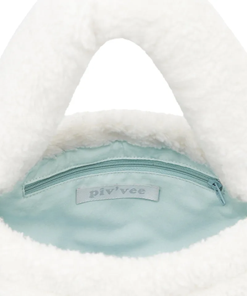 PIV'VEE  Faux Fur Bucket Bag - Cloud White