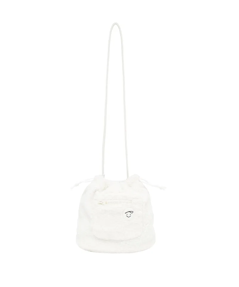 PIV'VEE  Faux Fur Bucket Bag - Cloud White