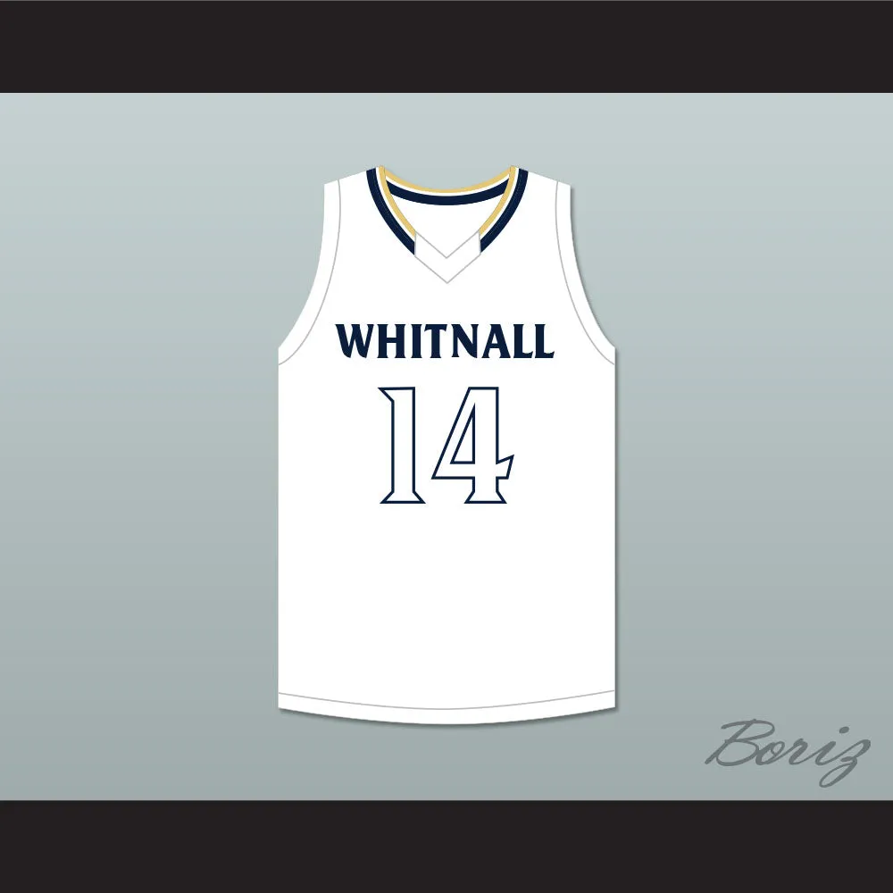 Player 14 Whitnall High School Falcons White Basketball Jersey