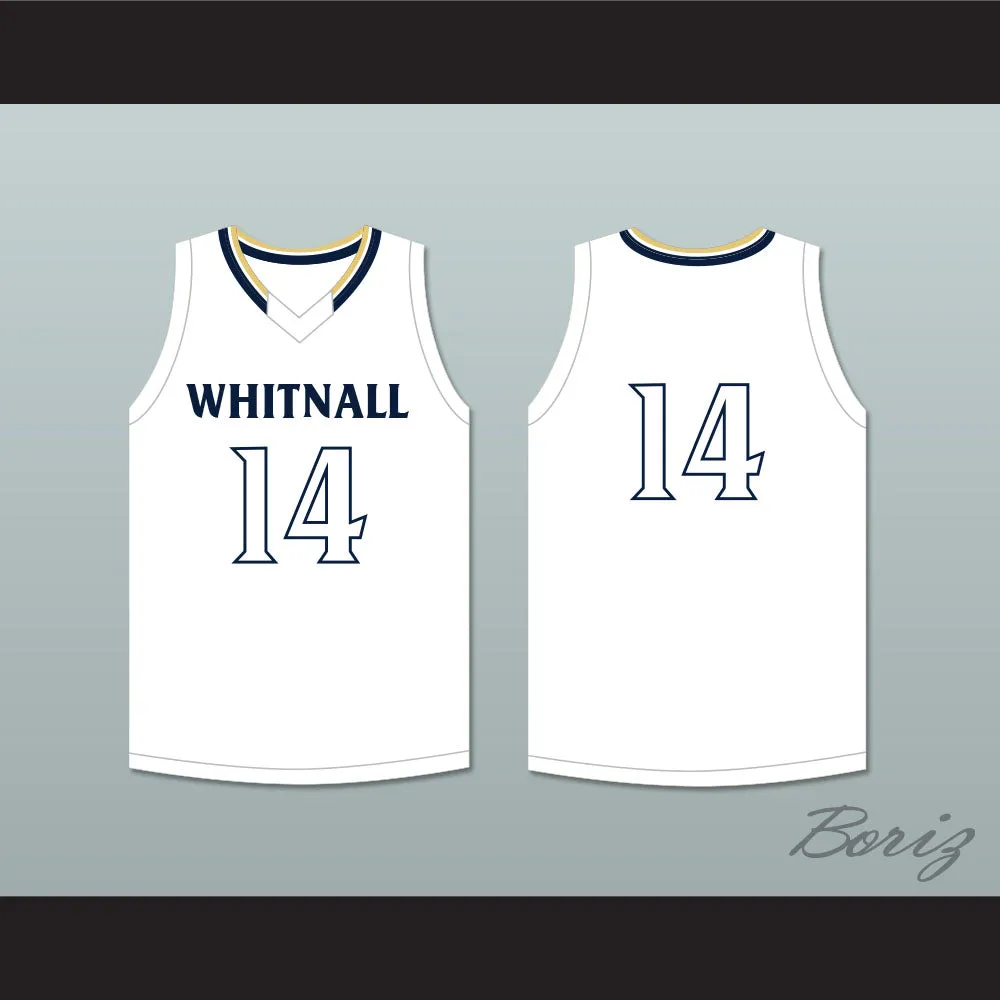 Player 14 Whitnall High School Falcons White Basketball Jersey
