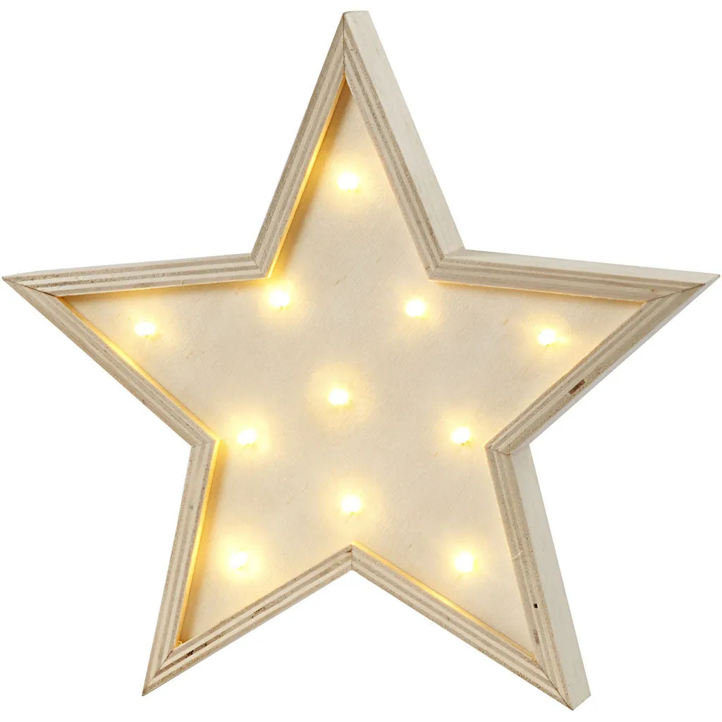 Plywood Star Shaped Light Box With 11 Small Bulbs Decoration Crafts H: 26 cm D: 3.5 cm
