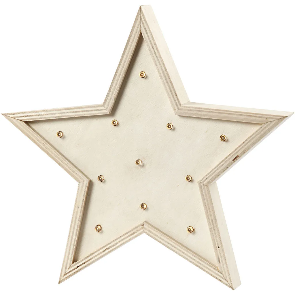 Plywood Star Shaped Light Box With 11 Small Bulbs Decoration Crafts H: 26 cm D: 3.5 cm