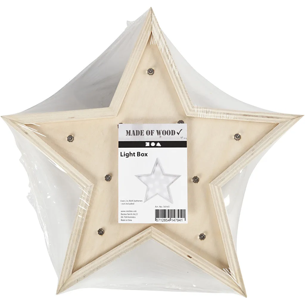 Plywood Star Shaped Light Box With 11 Small Bulbs Decoration Crafts H: 26 cm D: 3.5 cm