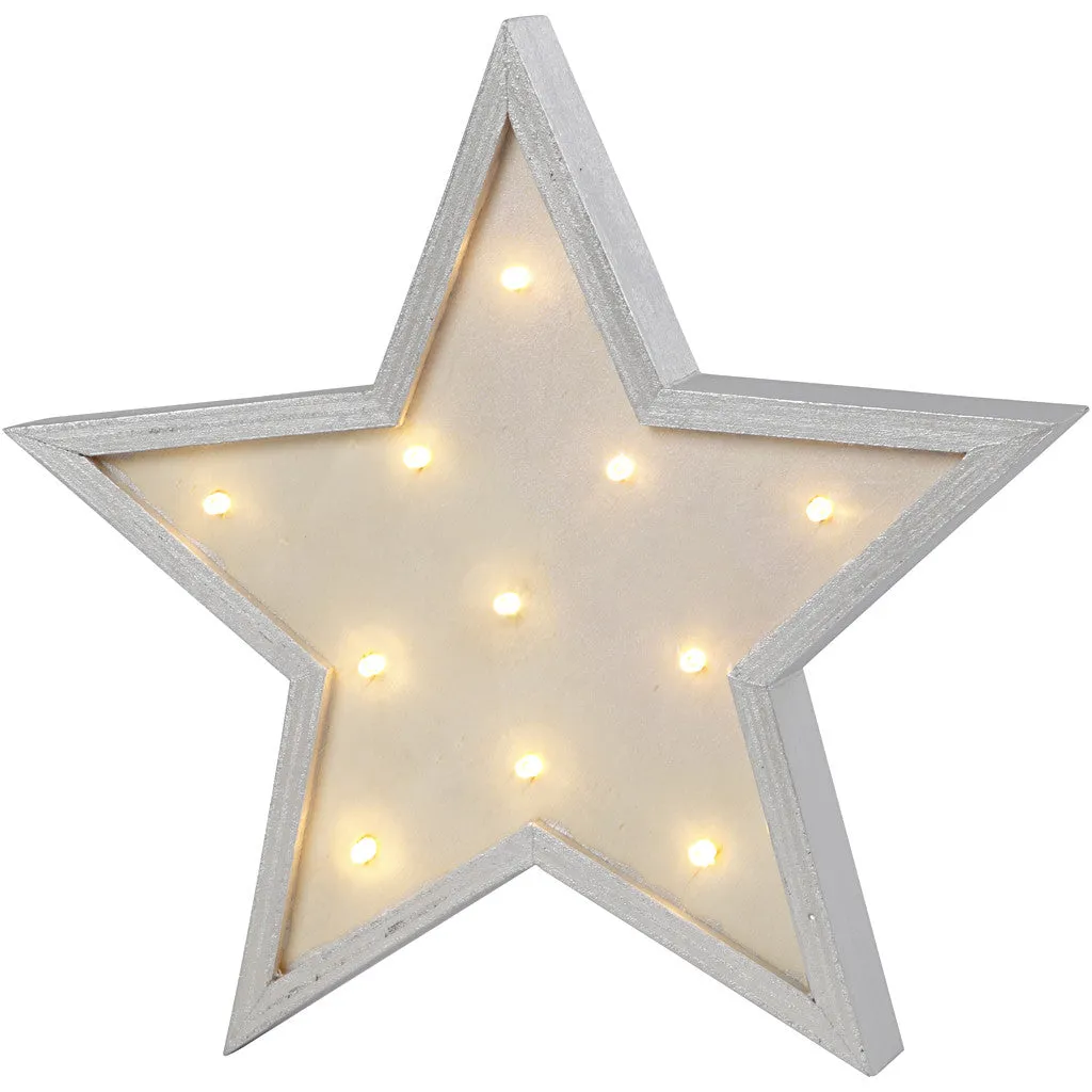 Plywood Star Shaped Light Box With 11 Small Bulbs Decoration Crafts H: 26 cm D: 3.5 cm
