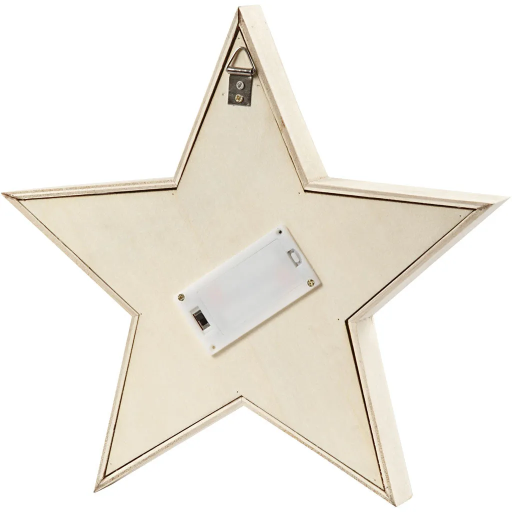 Plywood Star Shaped Light Box With 11 Small Bulbs Decoration Crafts H: 26 cm D: 3.5 cm