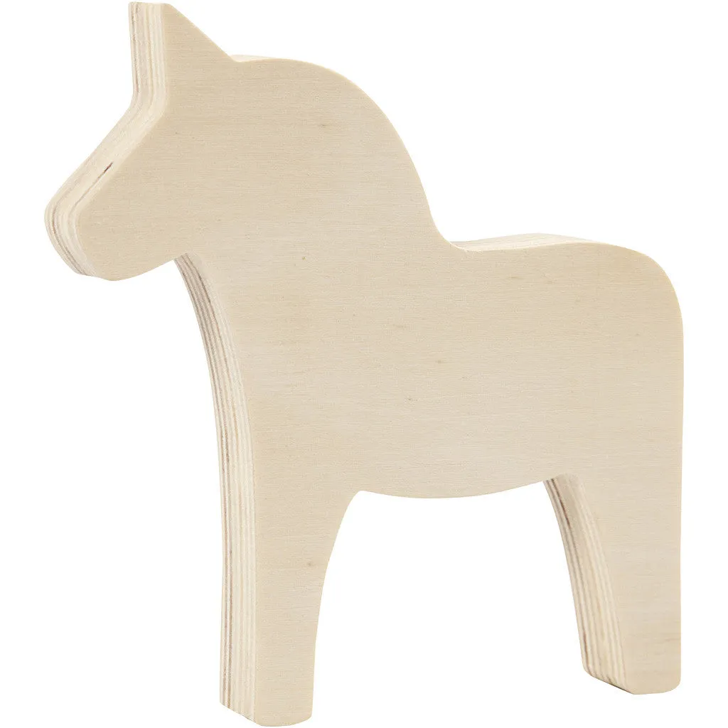 Plywood Swedish Dalahest Horse Decoration Crafts W: 12 cm H: 13 cm