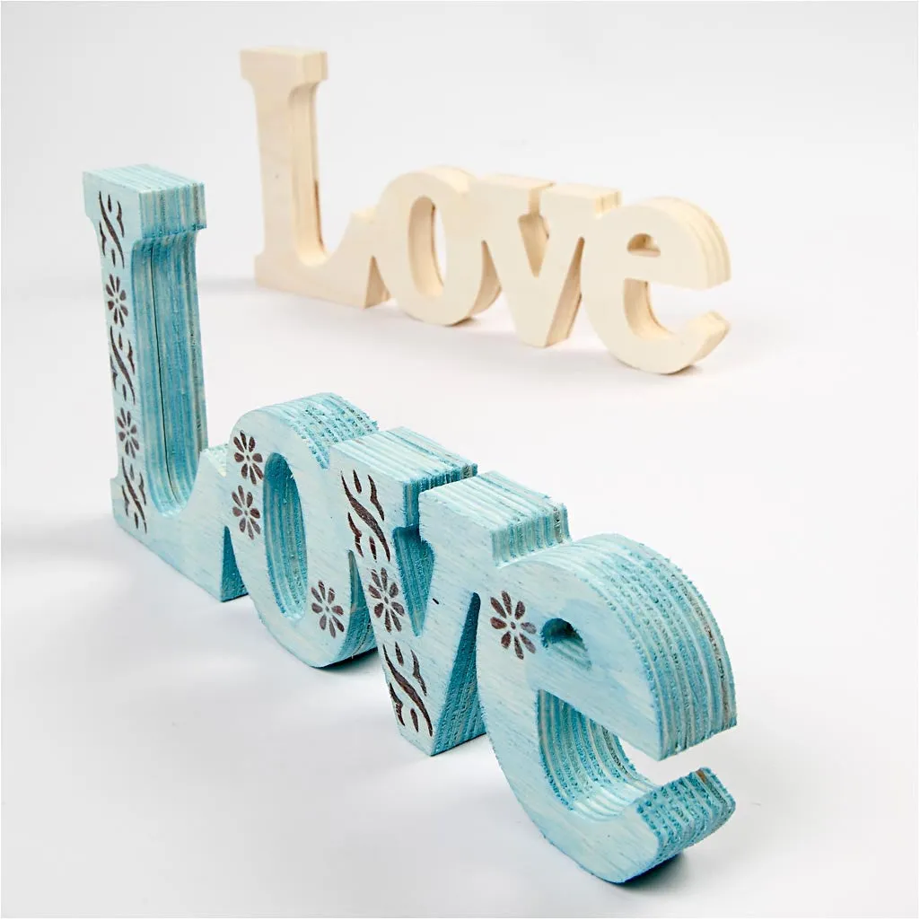 Plywood Word Motif Decoration Letters Symbols Crafts 23x10 cm T: 15 mm - Love