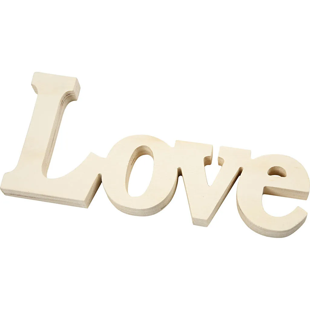 Plywood Word Motif Decoration Letters Symbols Crafts 23x10 cm T: 15 mm - Love