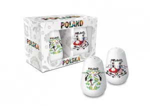 Polish Folk Art Salt & Pepper Shaker Set - Poland Storks & Krakowiaki