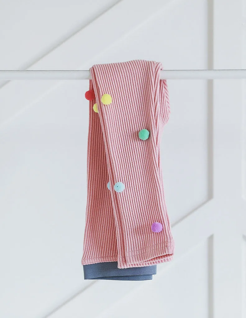 Pom-Pom Corded Leggings Pink