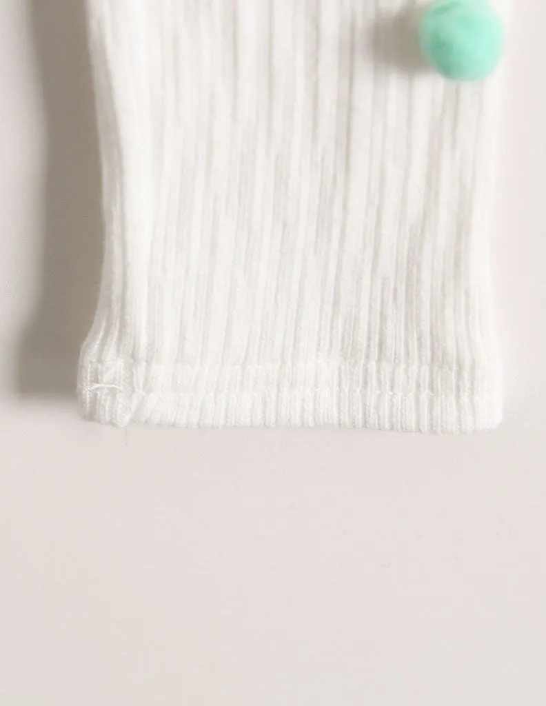 Pom-Pom Corded Leggings White