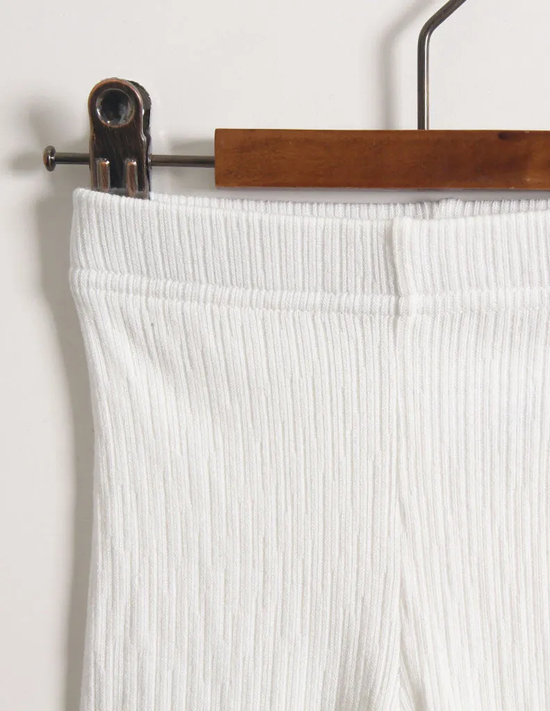 Pom-Pom Corded Leggings White