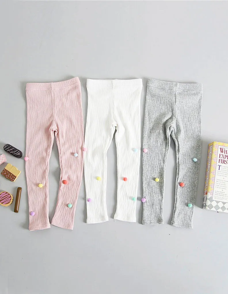 Pom-Pom Corded Leggings White