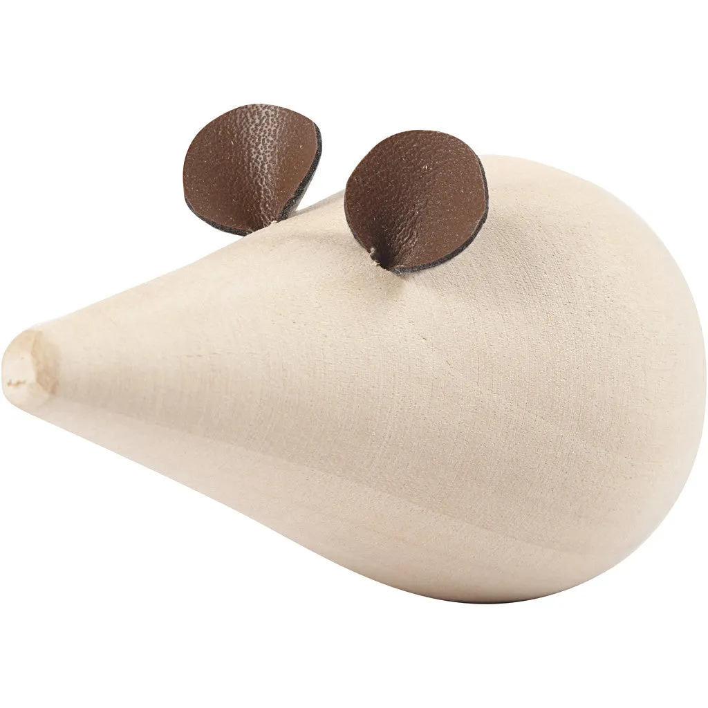 Poplar Wood Mouse With Flat Bottom Decoration Crafts L: 10 cm D: 5.5 cm